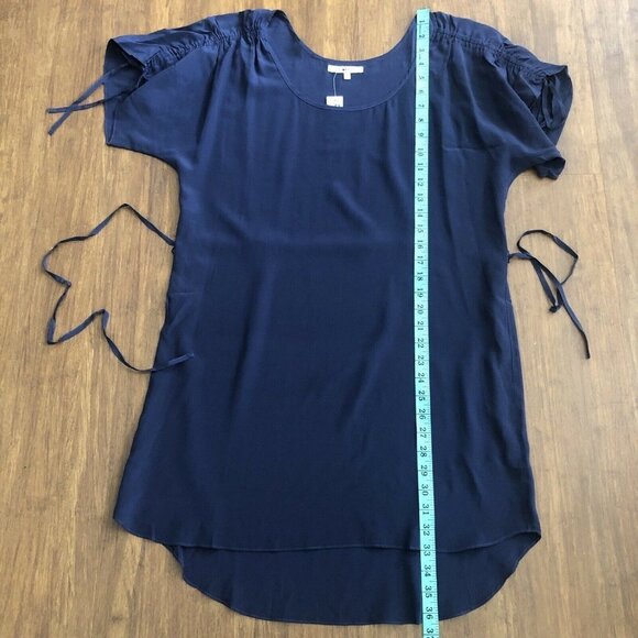 LAmade navy Silk ruched belt Shift Dress Medium NWT - Picture 3 of 16